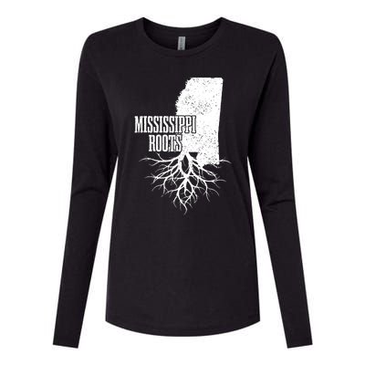 Mississippi Roots Vintage Usa Patriotic Pride State Map Womens Cotton Relaxed Long Sleeve T-Shirt