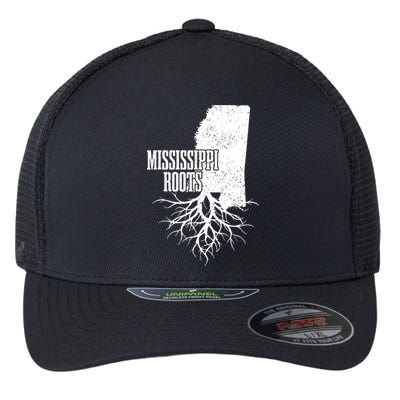 Mississippi Roots Vintage Usa Patriotic Pride State Map Flexfit Unipanel Trucker Cap