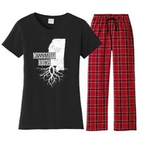 Mississippi Roots Vintage Usa Patriotic Pride State Map Women's Flannel Pajama Set