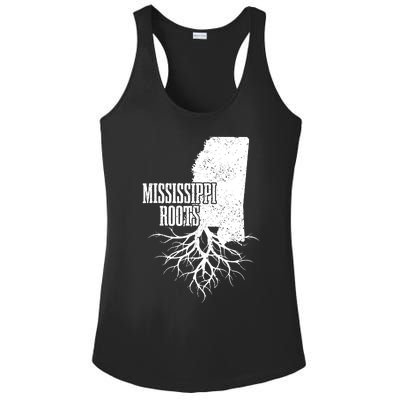 Mississippi Roots Vintage Usa Patriotic Pride State Map Ladies PosiCharge Competitor Racerback Tank