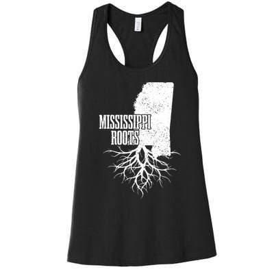 Mississippi Roots Vintage Usa Patriotic Pride State Map Women's Racerback Tank