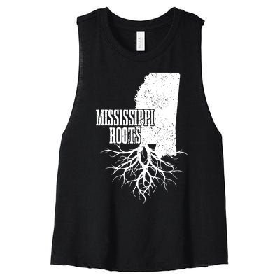 Mississippi Roots Vintage Usa Patriotic Pride State Map Women's Racerback Cropped Tank