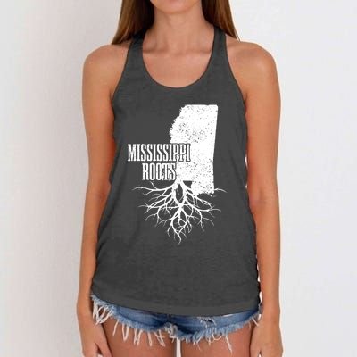 Mississippi Roots Vintage Usa Patriotic Pride State Map Women's Knotted Racerback Tank