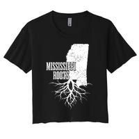 Mississippi Roots Vintage Usa Patriotic Pride State Map Women's Crop Top Tee