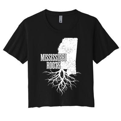 Mississippi Roots Vintage Usa Patriotic Pride State Map Women's Crop Top Tee