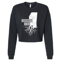 Mississippi Roots Vintage Usa Patriotic Pride State Map Cropped Pullover Crew