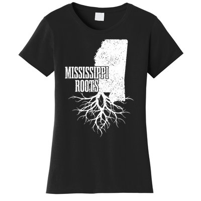 Mississippi Roots Vintage Usa Patriotic Pride State Map Women's T-Shirt