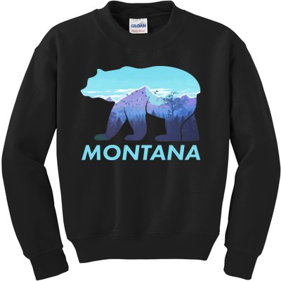 Montana Retro Vintage Outdoors Mountain Graphic Design Kids Sweatshirt