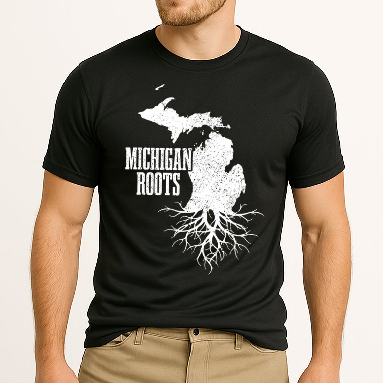 Michigan Roots Vintage Pride State Map Gift Cooling Performance Crew T-Shirt
