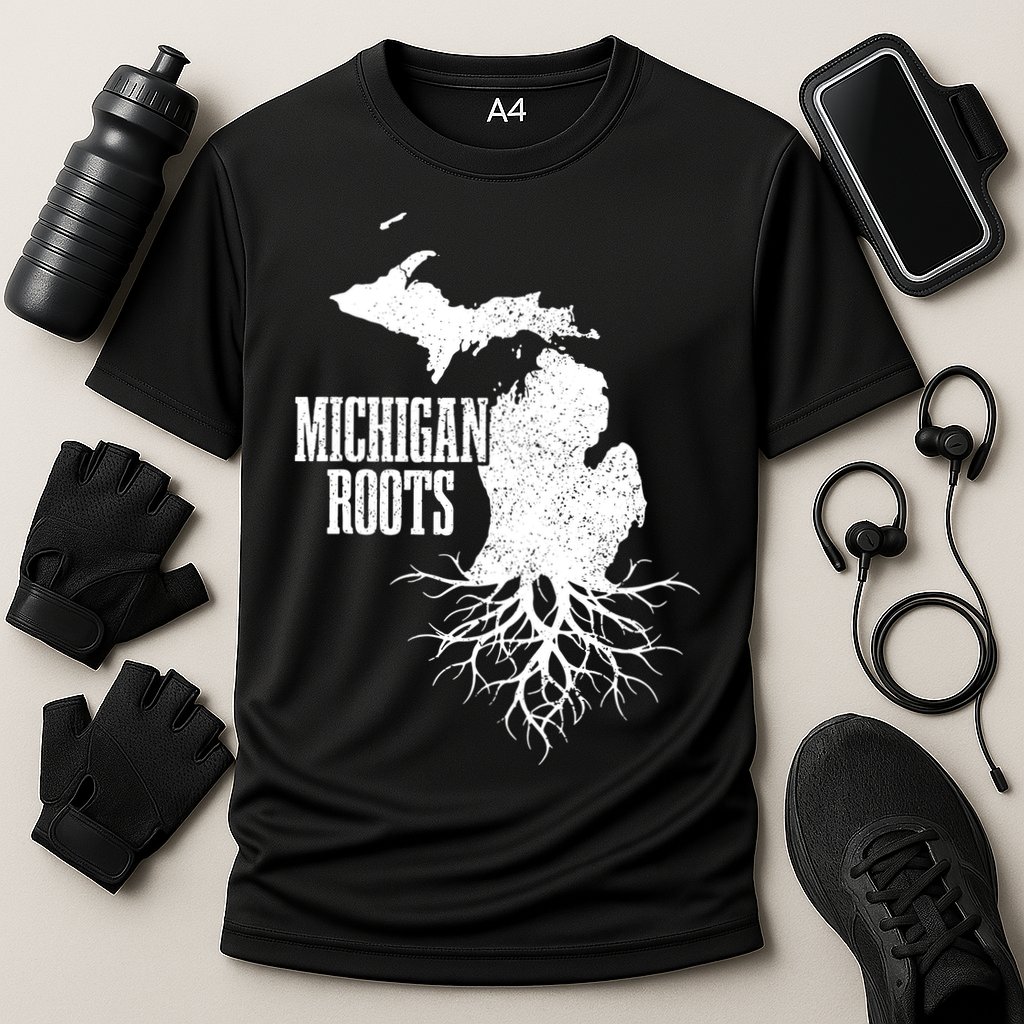 Michigan Roots Vintage Pride State Map Gift Cooling Performance Crew T-Shirt