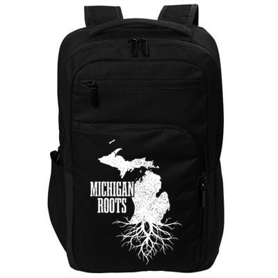 Michigan Roots Vintage Pride State Map Gift Impact Tech Backpack