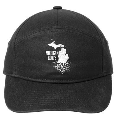 Michigan Roots Vintage Pride State Map Gift 7-Panel Snapback Hat