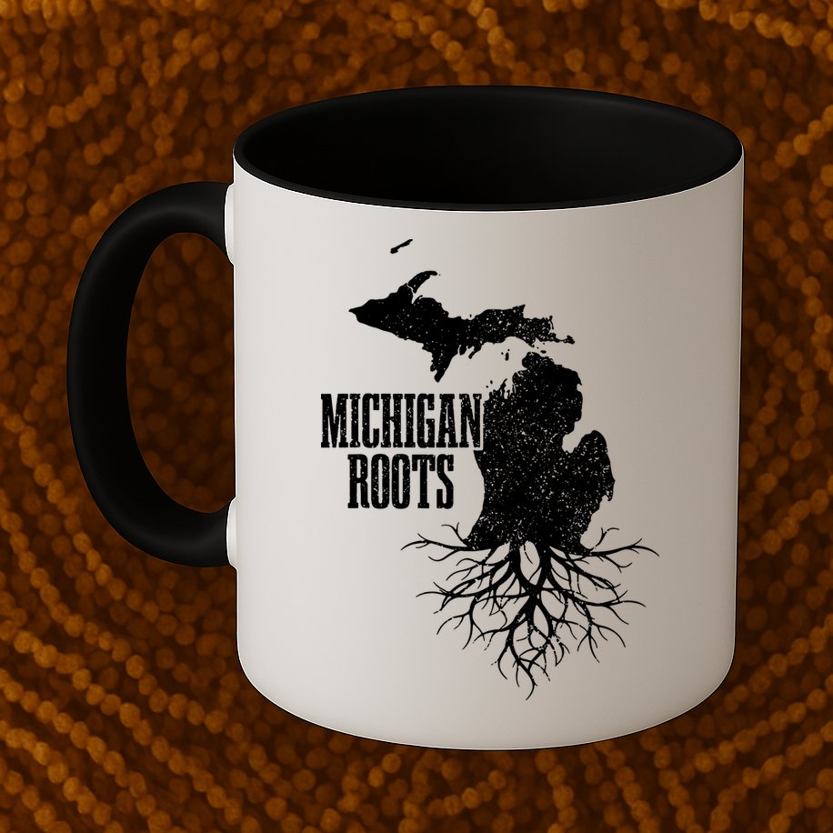 Michigan Roots Vintage Pride State Map Gift Mug