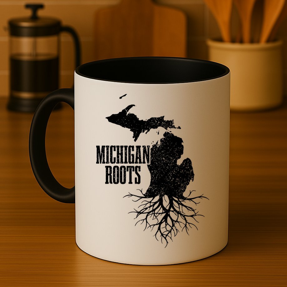 Michigan Roots Vintage Pride State Map Gift Mug