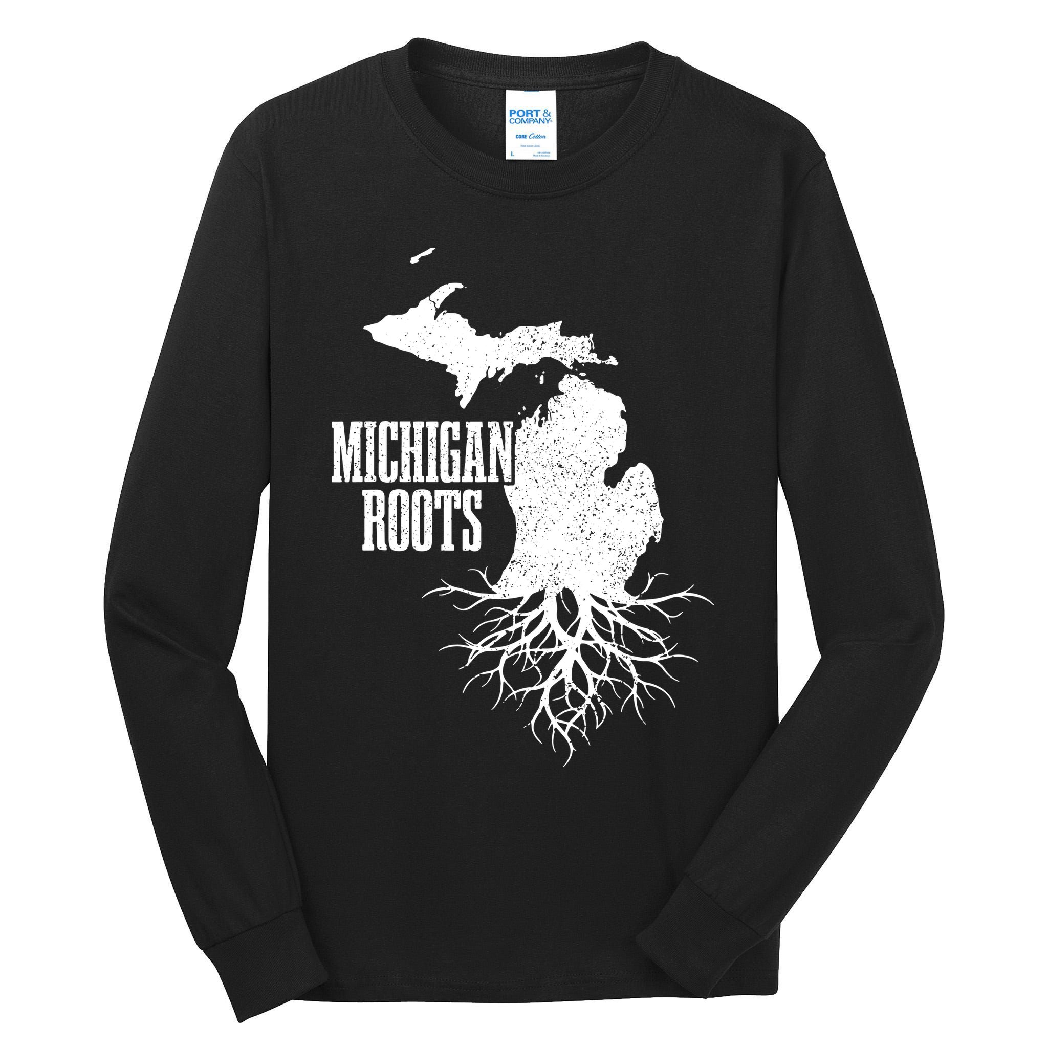 Michigan Roots Vintage Pride State Map Gift Tall Long Sleeve T-Shirt