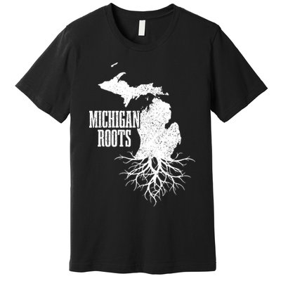 Michigan Roots Vintage Pride State Map Gift Premium T-Shirt