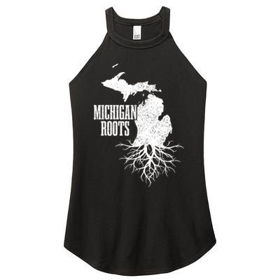 Michigan Roots Vintage Pride State Map Gift Women's Perfect Tri Rocker Tank