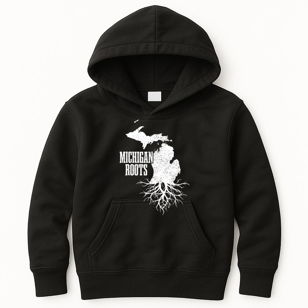 Michigan Roots Vintage Pride State Map Gift Kids Hoodie