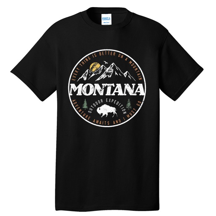 Montana Retro Vintage Mountain Outdoors State Tall T-Shirt