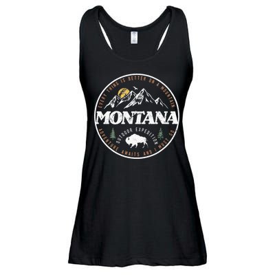 Montana Retro Vintage Mountain Outdoors State Ladies Essential Flowy Tank