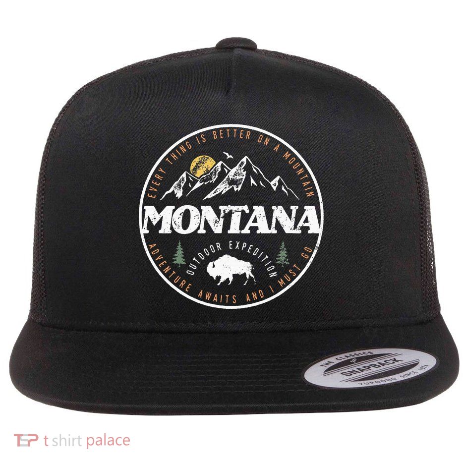 Montana Retro Vintage Mountain Outdoors State Flatbill Hat