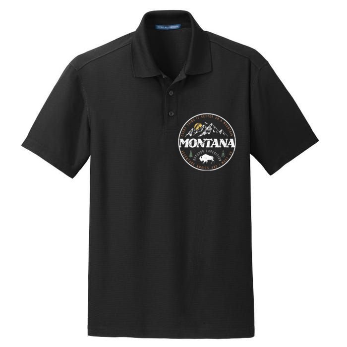 Montana Retro Vintage Mountain Outdoors State Dry Zone Grid Polo