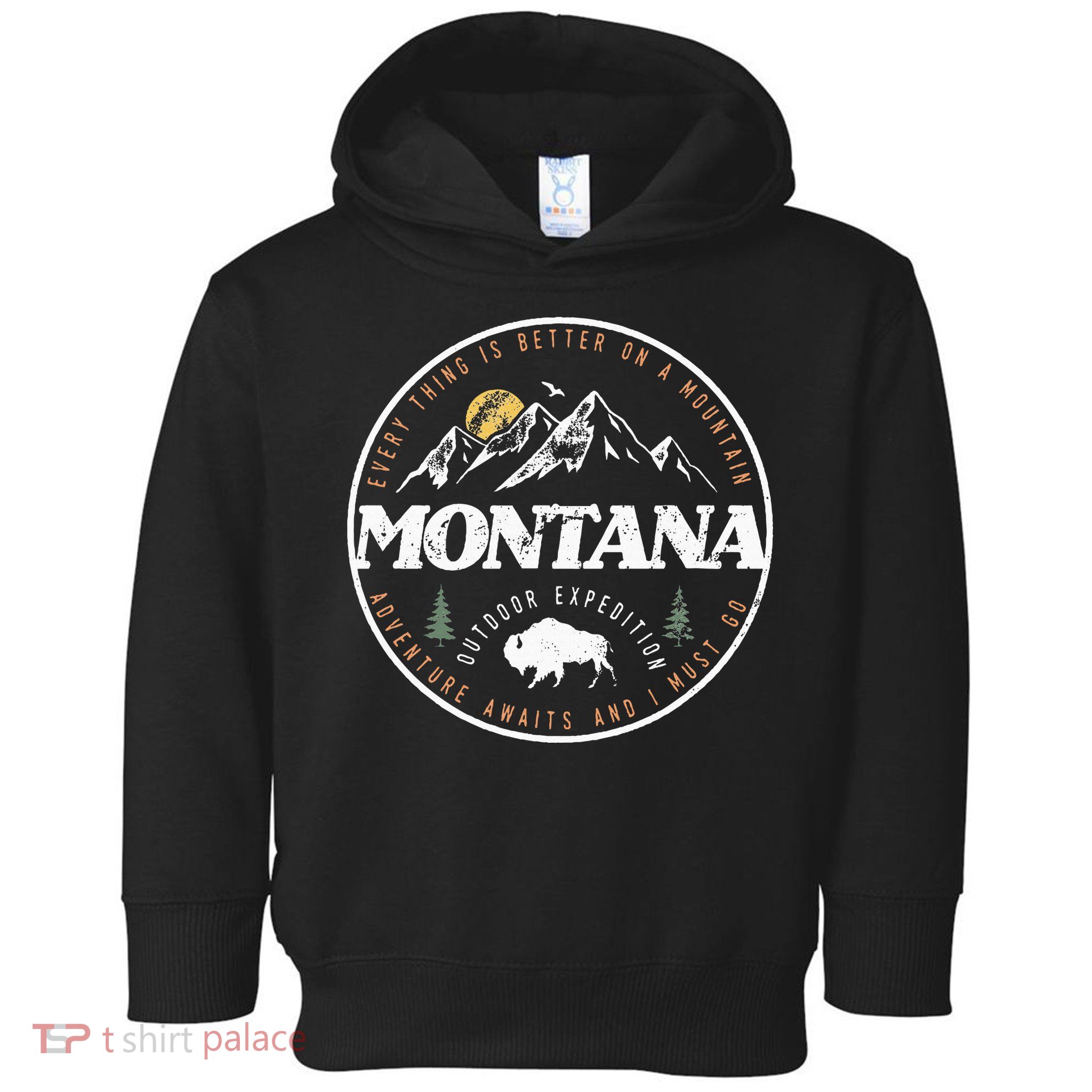 Montana Retro Vintage Mountain Outdoors State Toddler Hoodie