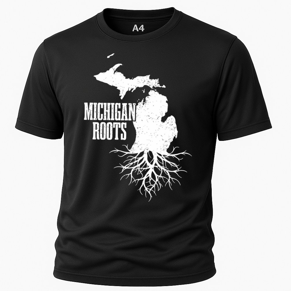 Michigan Roots Vintage Pride State Map Cooling Performance Crew T-Shirt