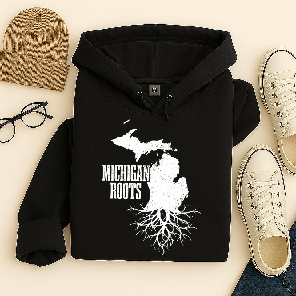 Michigan Roots Vintage Pride State Map Hoodie