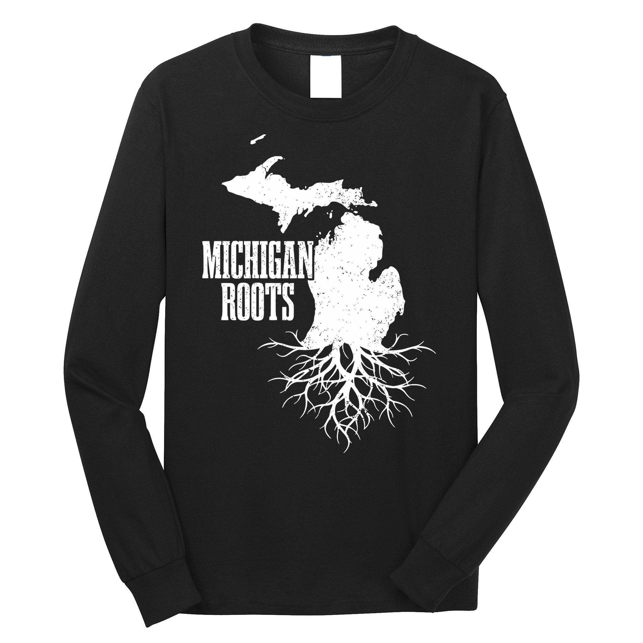 Michigan Roots Vintage Pride State Map Long Sleeve Shirt