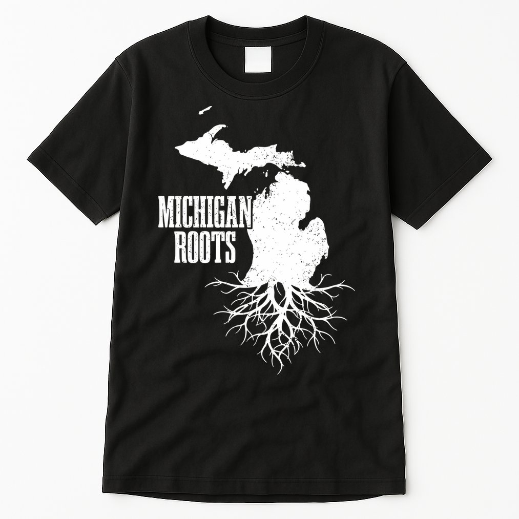 Michigan Roots Vintage Pride State Map Tall T-Shirt