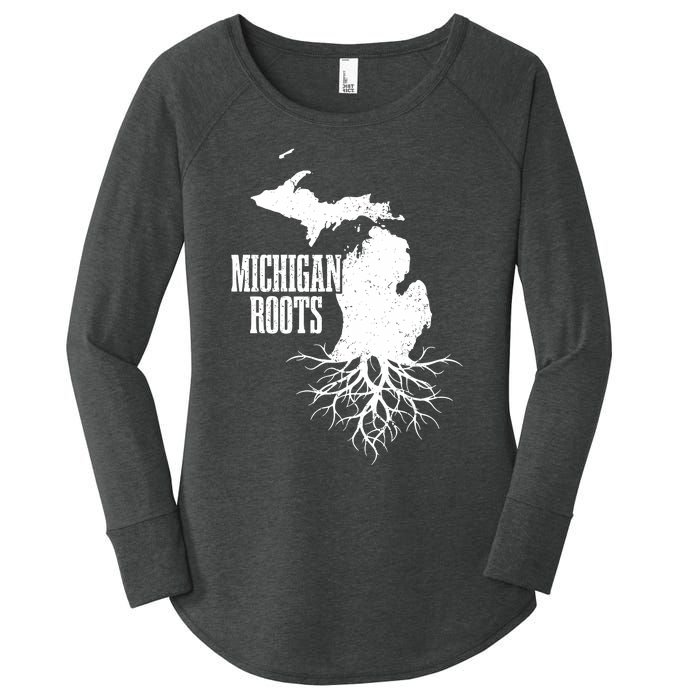 Michigan Roots Vintage Pride State Map Women's Perfect Tri Tunic Long Sleeve Shirt