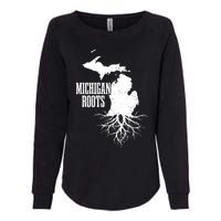 Michigan Roots Vintage Pride State Map Womens California Wash Sweatshirt