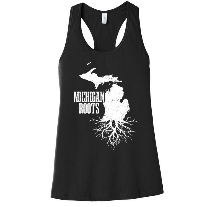 Michigan Roots Vintage Pride State Map Women's Racerback Tank