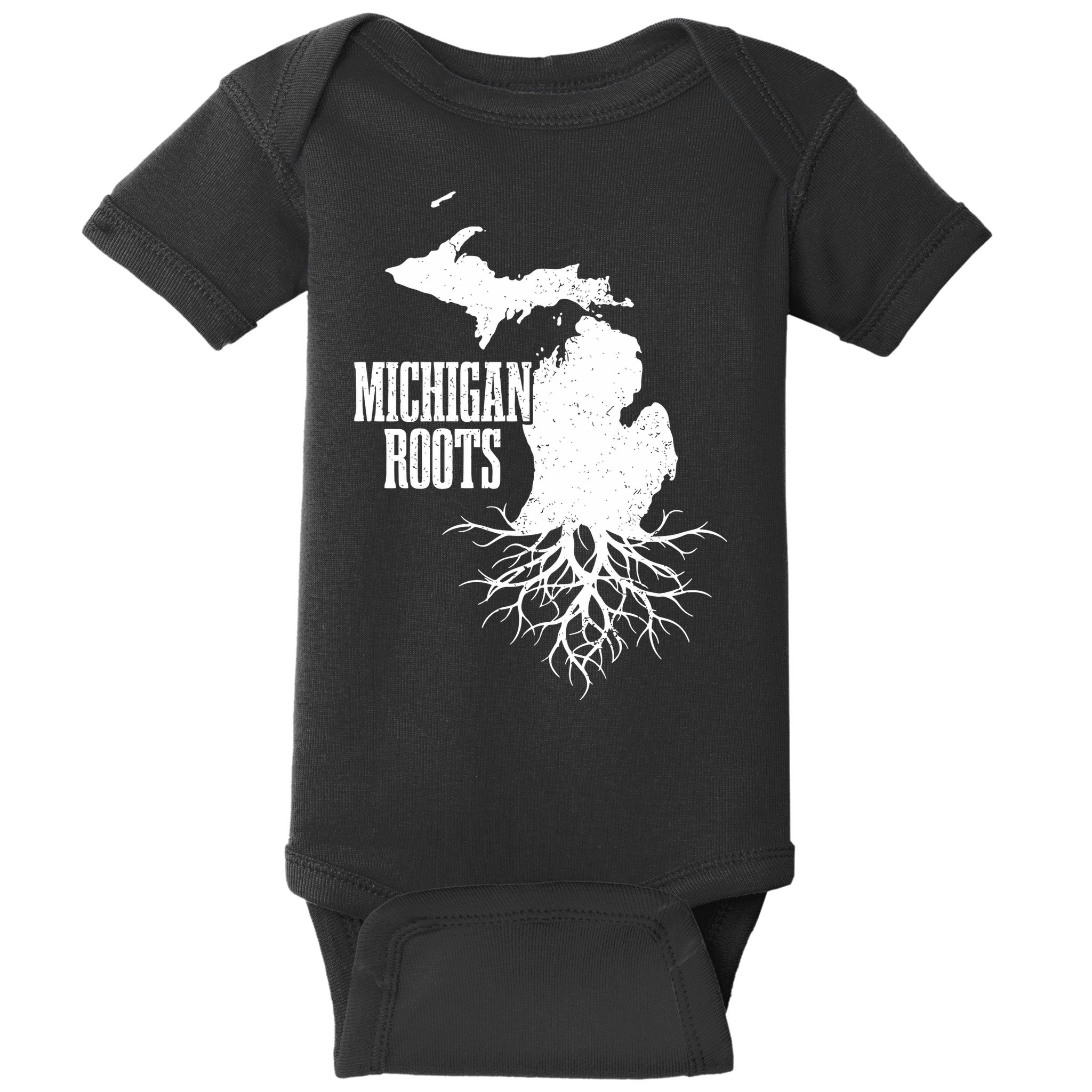Michigan Roots Vintage Pride State Map Baby Bodysuit