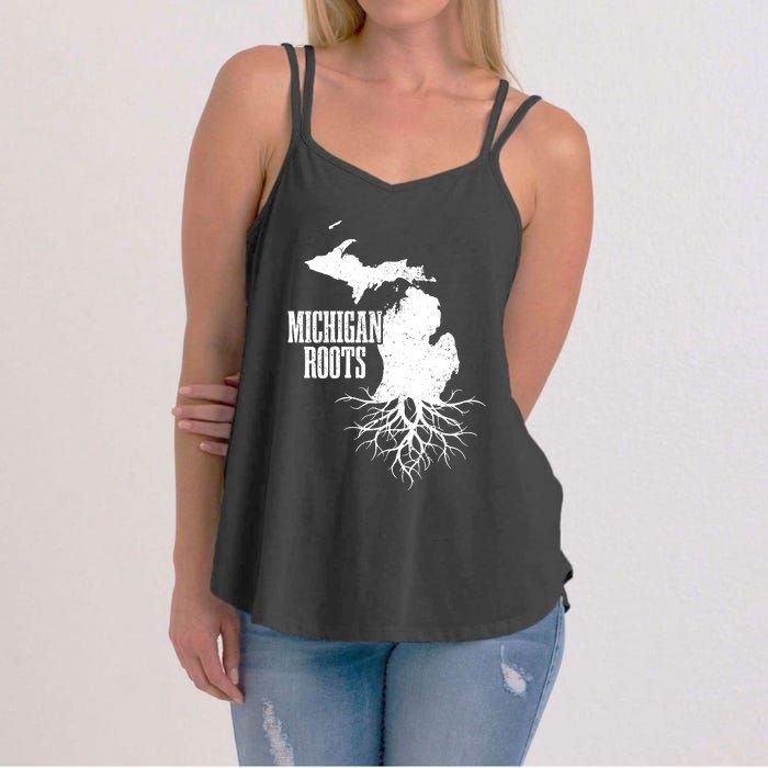 Michigan Roots Vintage Pride State Map Women's Strappy Tank