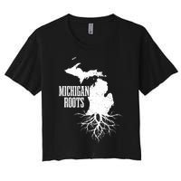 Michigan Roots Vintage Pride State Map Women's Crop Top Tee