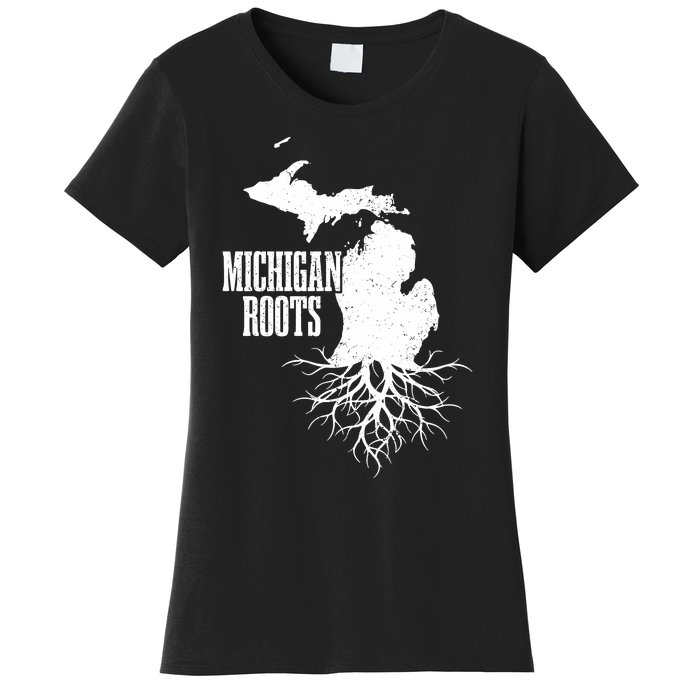 Michigan Roots Vintage Pride State Map Women's T-Shirt