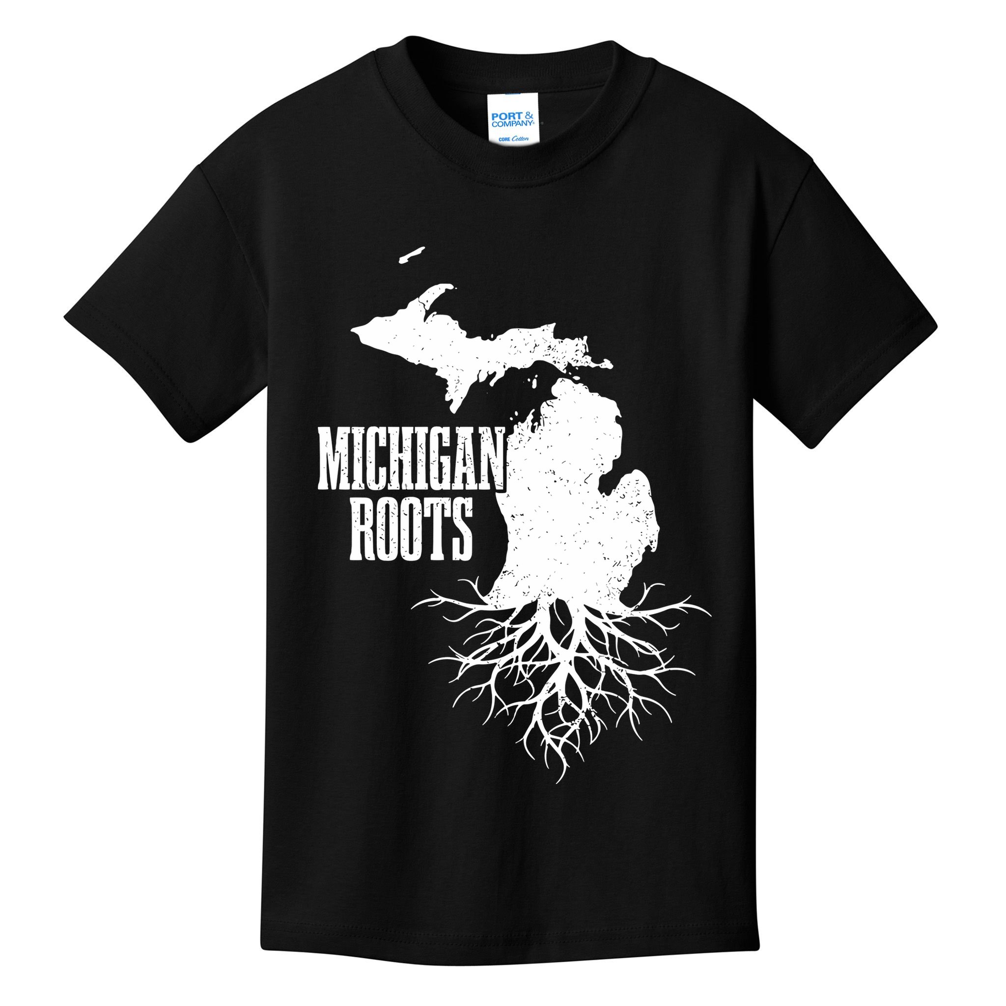 Michigan Roots Vintage Pride State Map Kids T-Shirt