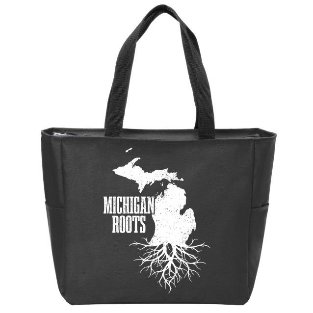 Michigan Roots Vintage Pride State Map Zip Tote Bag