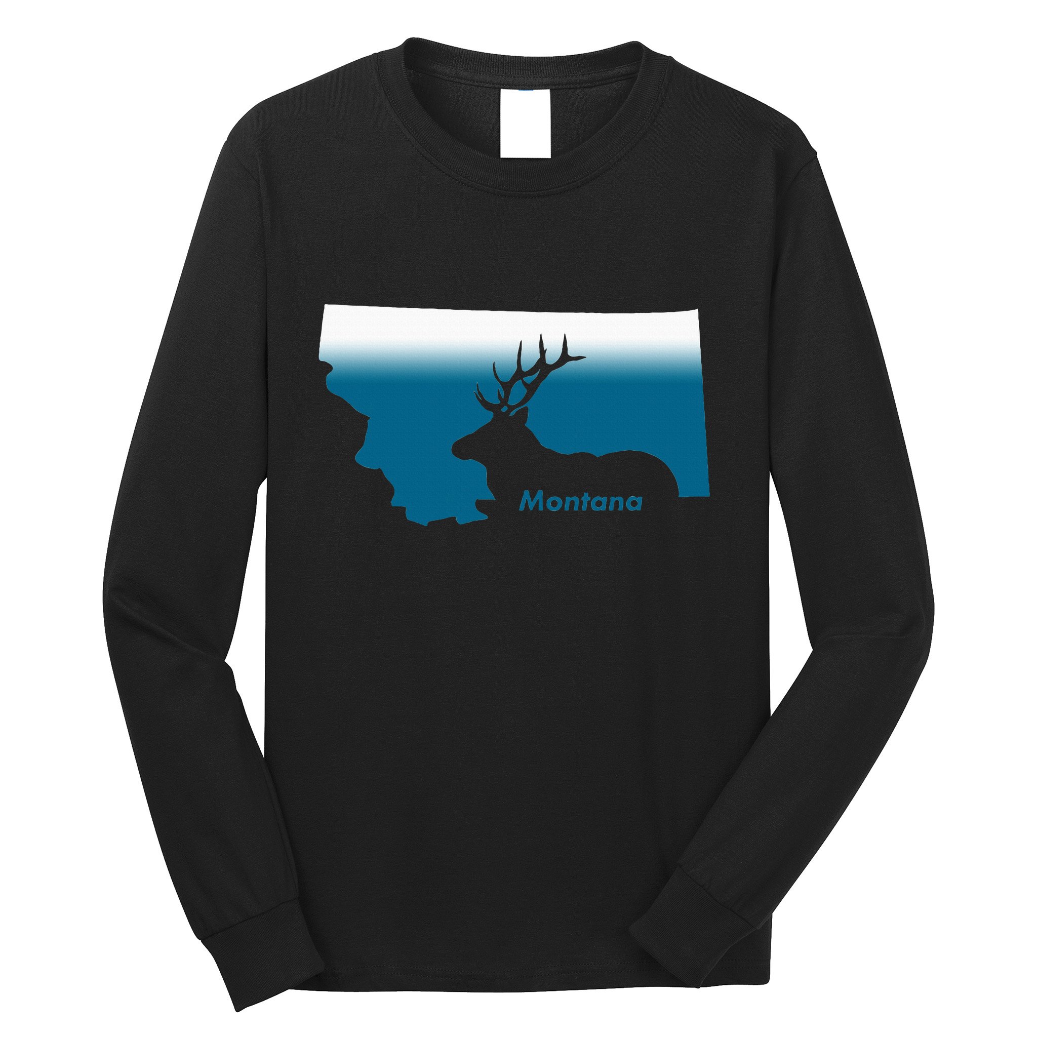 Montana Retro Vintage Outdoors Mountain Graphic Design Long Sleeve Shirt