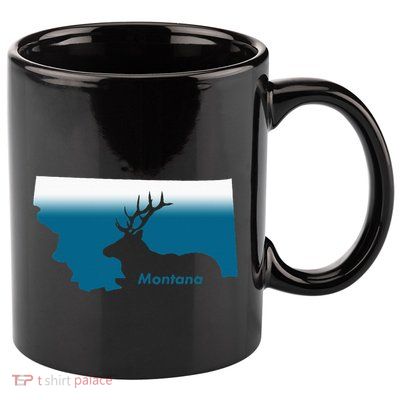 Montana Retro Vintage Outdoors Mountain Graphic Design 11oz C Handle Ceramic Mug