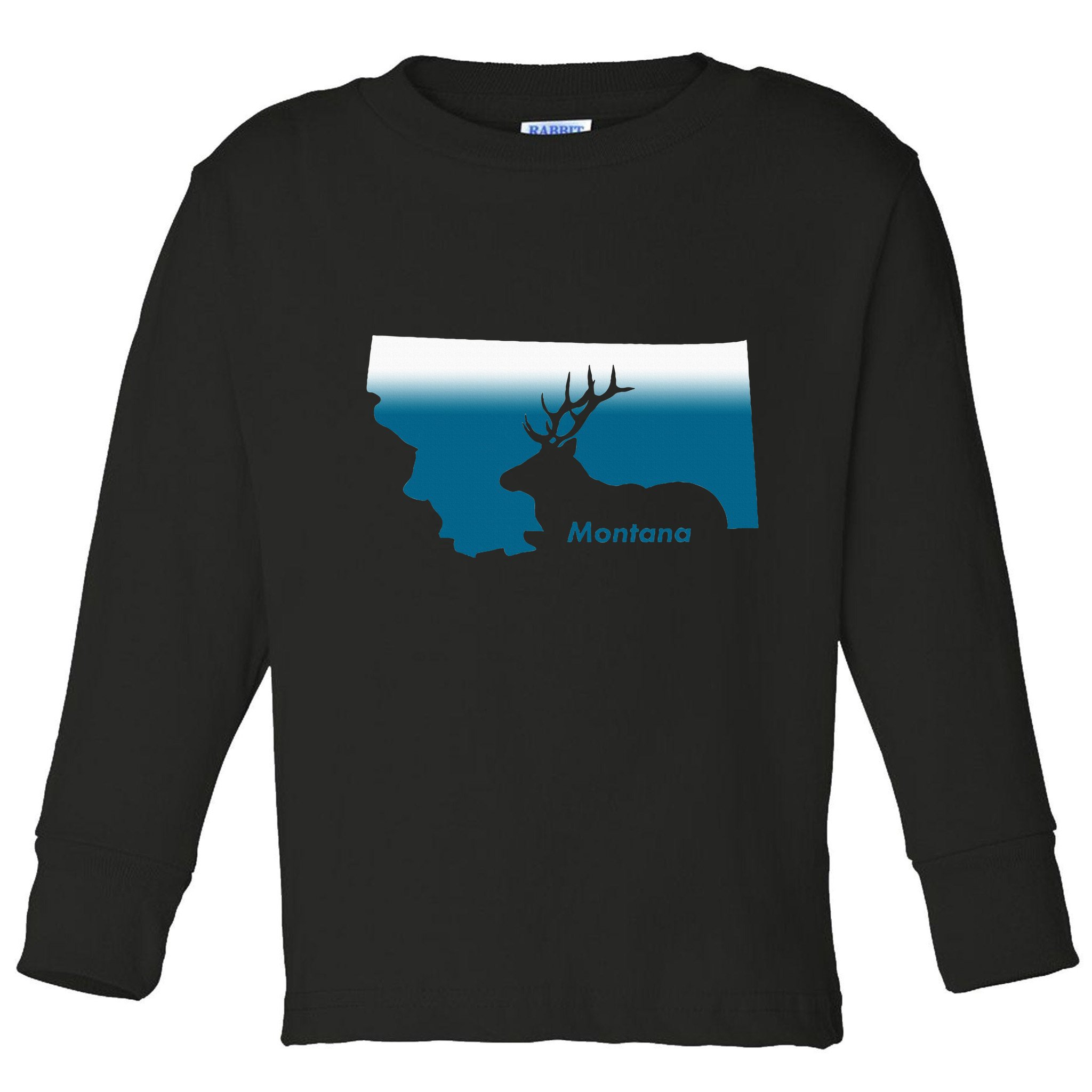 Montana Retro Vintage Outdoors Mountain Graphic Design Toddler Long Sleeve Shirt