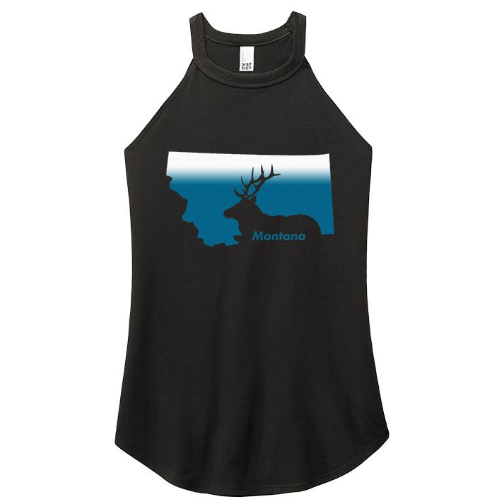 Montana Retro Vintage Outdoors Mountain Graphic Design Women's Perfect Tri Rocker Tank