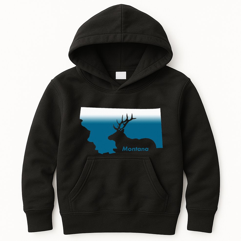 Montana Retro Vintage Outdoors Mountain Graphic Design Kids Hoodie