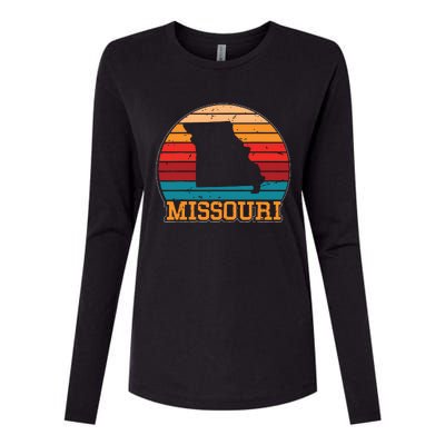 Missouri Retro Vintage Sunset Us State Missouri Silhouette Womens Cotton Relaxed Long Sleeve T-Shirt