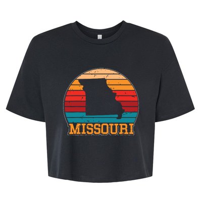 Missouri Retro Vintage Sunset Us State Missouri Silhouette Bella+Canvas Jersey Crop Tee