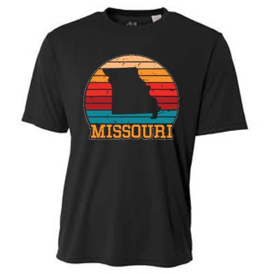 Missouri Retro Vintage Sunset Us State Missouri Silhouette Cooling Performance Crew T-Shirt