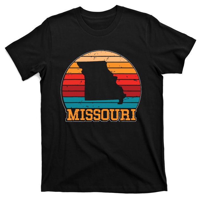 Missouri Retro Vintage Sunset Us State Missouri Silhouette T-Shirt