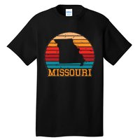 Missouri Retro Vintage Sunset Us State Missouri Silhouette Tall T-Shirt